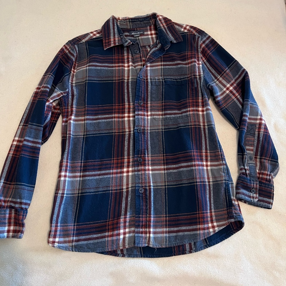 Eddie Bauer Men’s Navy/Red Flannel size M